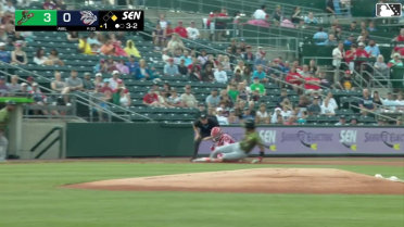 Garrett Stubbs completes a 5-3-2 double play