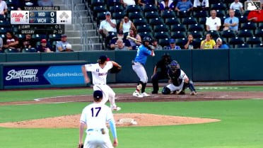 Cameron Leary homers (7) on a fly ball to left field.