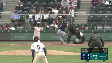 Jose Herrera singles on a line drive to right fielder Colin Davis. Jonah Bride scores. Trevor Hauver to 2nd.