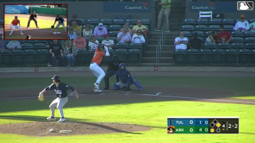 Charlie Pagliarini triples (1) on a line drive to left fielder Josue De Paula. Caleb Cali scores.