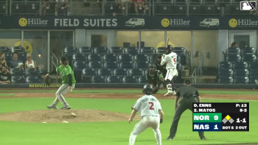 Luis Matos singles on a fly ball to center fielder Jud Fabian. Jacob Hurtubise scores.