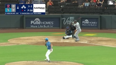 Patrick Wisdom homers (28) on a fly ball to center field.