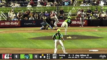 Jay Allen II singles on a sharp line drive to center fielder Dillon Lewis. Carlos Jorge scores.