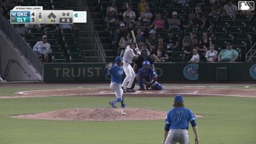 Dustin Harris homers (3) on a fly ball to right field.