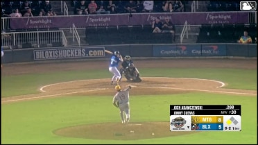 Josh Adamczewski singles on a ground ball to center fielder Mac Horvath. Blake Burke scores.