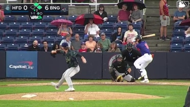 JT Benson homers (1) on a fly ball to left field. John Bay scores. Corey Collins scores.