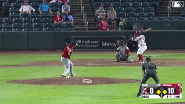 Rainiel Rodriguez doubles (22) on a sharp fly ball to center fielder Jonny Farmelo. Ian Petrutz scores. Tai Peete to 3rd.