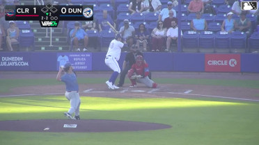 Peyton Williams homers (1) on a fly ball to left field.