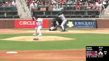 J.J. D'Orazio singles on a sharp line drive to left fielder Jordan Sprinkle. Matthew Lugo scores.