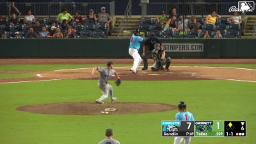 Rowdy Tellez singles on a sharp line drive to center fielder Joey Wiemer. Jim Jarvis scores.