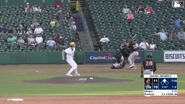 Ambioris Tavarez doubles (1) on a line drive to right fielder Jhon Diaz. Ethan Workinger scores.