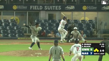 Tyler Black hits a grand slam (3) to right center field. Eddys Leonard scores. Jett Williams scores. Luis Lara scores.