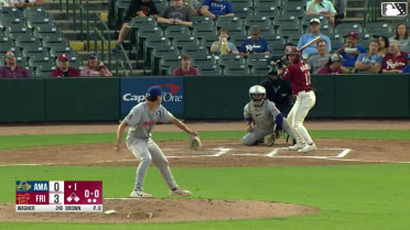 Max Wagner doubles (1) on a line drive to center fielder Druw Jones. Gleider Figuereo scores. Malcolm Moore scores.