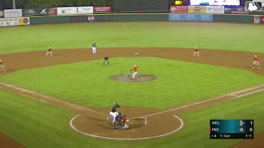 Paulino Santana singles on a line drive to right fielder Stiven Martinez. Pablo Guerrero scores. Jay McQueen scores.
