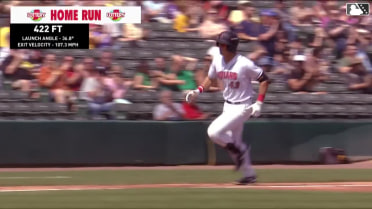 Rafael Flores launches a three-run homer 422 ft