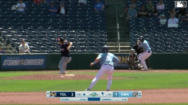 Tyler Tolbert doubles (1) on a sharp line drive to left fielder Ben Malgeri. Kevin Newman scores.