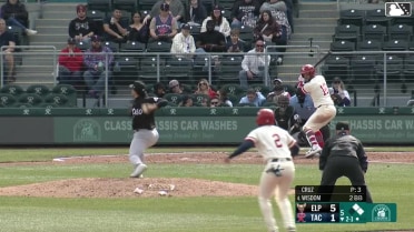 Patrick Wisdom homers (7) on a fly ball to left center field. Rhylan Thomas scores. Connor Joe scores.