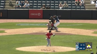 Cristian Santana triples (1) on a fly ball to right fielder Ryan Cesarini. Garrett Pennington scores.