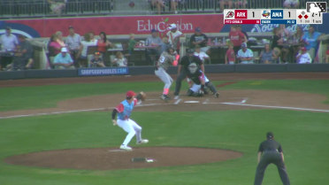 Hunter Fitz-Gerald out on a sacrifice fly to center fielder Druw Jones. Bill Knight scores.