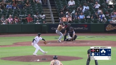 Colby Shelton out on a sacrifice fly to left fielder Ryan Spikes. Alec Briley scores.