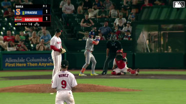 Carson Benge's first hit for Triple-A Syracuse