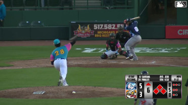 Cristian Santana out on a sacrifice fly to left fielder C.J. Pittaro. Ricardo Hurtado scores.