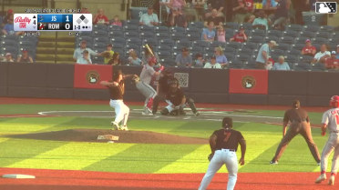 Carter Mathison singles on a ground ball to center fielder Eric Hartman. Luis Caicuto scores.