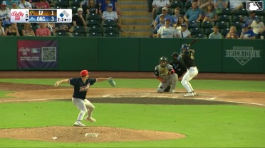 Zach Ehrhard singles on a line drive to center fielder Brayan Buelvas. Alex Freeland scores.