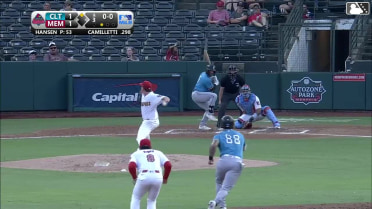 Mario Camilletti doubles (13) on a line drive to right fielder Joshua Báez. Korey Lee scores.