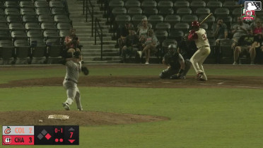 Pablo Aliendo doubles (9) on a sharp line drive to left fielder Eric Hartman. Cam Collier scores.