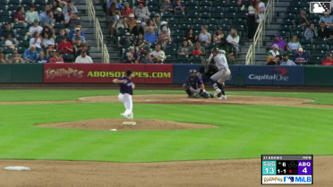 Zach Dezenzo homers (1) on a fly ball to center field.