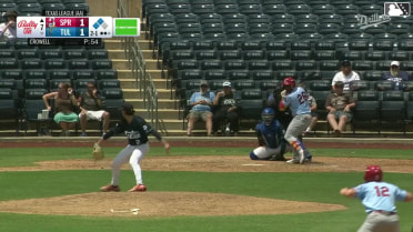 Jesús Báez doubles (3) on a line drive to left fielder Kole Myers. Dakota Harris scores. Travis Honeyman scores.