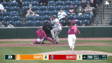 Lorenzo Meola out on a sacrifice fly to center fielder Hayden Alvarez. Fernando Gonzalez scores.