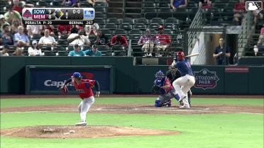 Leo Bernal doubles (15) on a line drive to center fielder Brett Bateman. César Prieto scores.