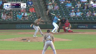 Lucas Spence strikes out swinging and Max Holy caught stealing 2nd, catcher Connor Charping to shortstop J.T. Arruda to catcher Connor Charping.
