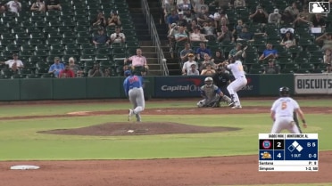 Will Simpson grounds into a double play, shortstop Karson Simas to second baseman Hayden Cantrelle to first baseman Cameron Sisneros. Jadher Areinamo out at 2nd. Will Simpson out at 1st.
