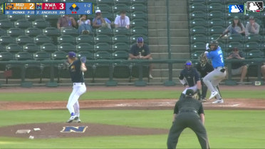 Euribiel Angeles singles on a ground ball to left fielder Colton Becker. Cameron Leary scores.