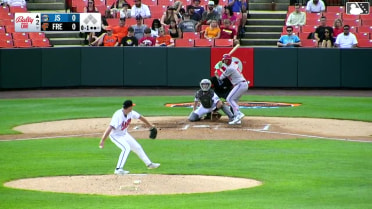 Brandon Lewis homers (1) on a fly ball to left center field.