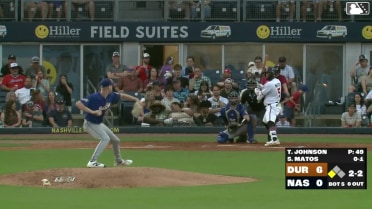Luis Matos out on a sacrifice fly to right fielder Jonny DeLuca. Luke Adams scores.