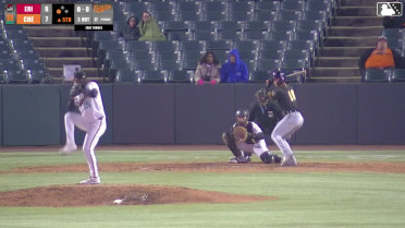 Justice Bigbie singles on a fly ball to center fielder Tavian Josenberger. Andrew Jenkins scores.