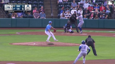 Brandon Drury doubles (9) on a sharp line drive to center fielder Kahlil Watson. Jack Pineda scores.
