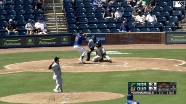 Blake Sabol doubles (5) on a line drive to center fielder Enrique Bradfield Jr. Carson Williams scores.