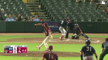 Jay Thomason singles on a line drive to right fielder Yeison Morrobel. Andrew Cossetti scores. Kyle DeBarge to 3rd.