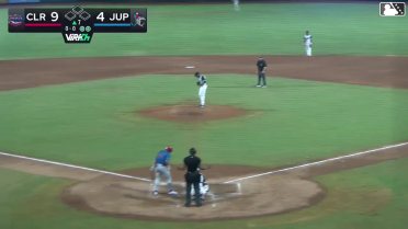 Victor Cardoza doubles (9) on a fly ball to center fielder PJ Morlando, deflected by left fielder Jake McCutcheon. TJayy Walton scores.