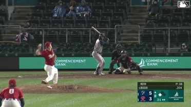 Cavan Biggio singles on a soft ground ball to shortstop Brock Rodden. James Nelson scores.