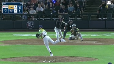 Jake Fox doubles (8) on a line drive to right fielder DJ Gladney. Bennett Thompson scores.