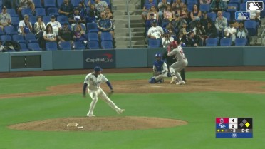 Kendrey Maduro doubles (16) on a sharp fly ball to center fielder Landyn Vidourek. Anyelo Marquez scores.