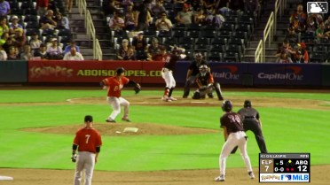 Vimael Machín doubles (13) on a fly ball to center fielder Jase Bowen. Charlie Condon scores.
