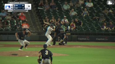 Lucas Spence singles on a line drive to center fielder Kai Roberts. Yamal Encarnacion scores.