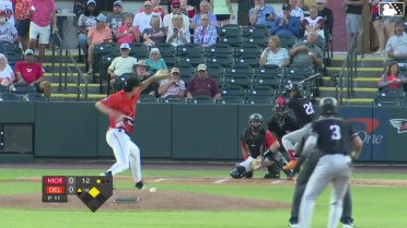 Paulino Santana doubles (20) on a line drive to right fielder Braylon Whitaker. Yolfran Castillo scores.